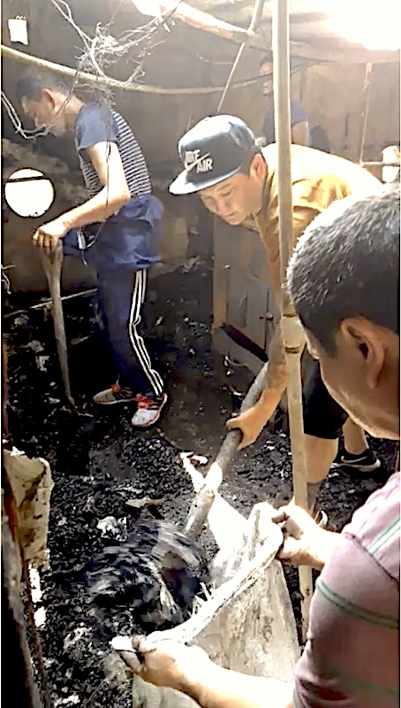 Members of RTYC Kalimpong clearing the fire wreckage