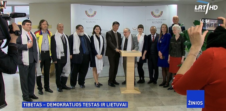 Dr. Sangay with Lithuanian MPs at the country's parliament known as the Seimas on May 7, 2019. photo- LRT telivision