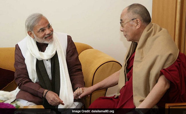 His Holiness the Dalai Lama with PM Narendra Modi. file image courtesy - dalailama80.org