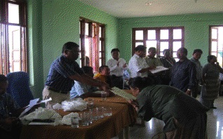 ADM Gajapati Distt distributing land patta to Camp No. 2 farmers in May 2013. PC -tibet.net