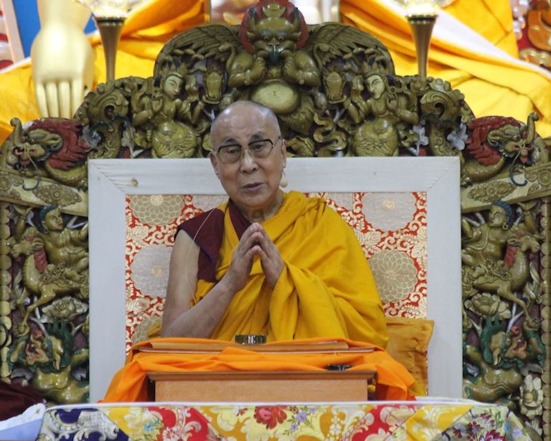 His Holiness the Dalai Lama at Tsuglakhang Temple. Phayul photo.