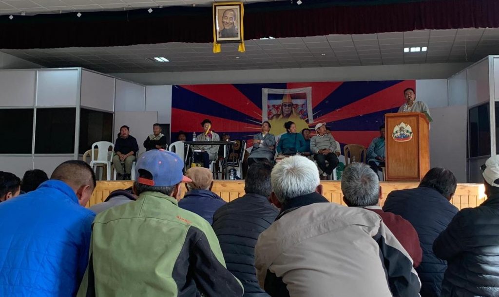 TYC Prez Gonpo Dhondup addressing the gathering of TYC members in Leh Ladakh. September 17, 2019