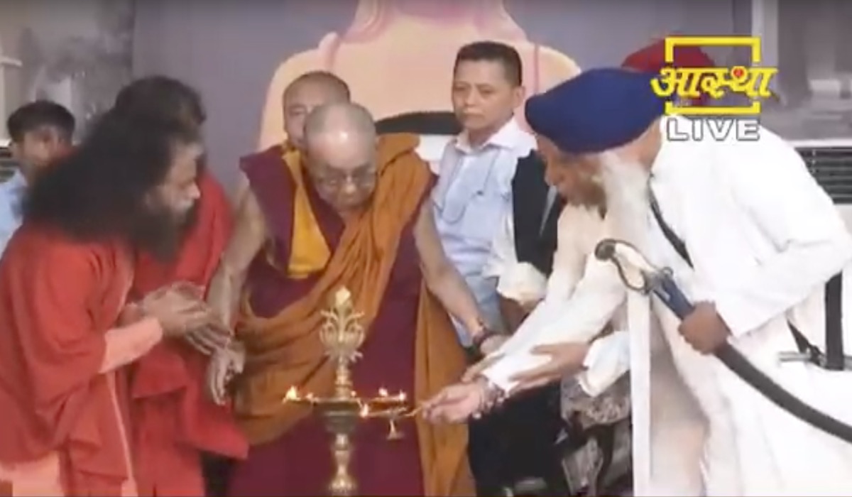 His Holiness at the inter-faith religious leaders gathering at Gandhi Ashram, Delhi. September 25, 2019. PC - AasthaTV