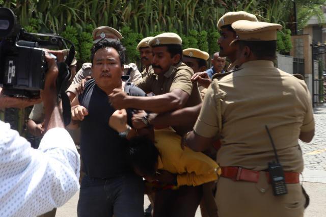 TYC President arrested by the police near ITC Grand Chola hotel in Chennai. Photo- TYC