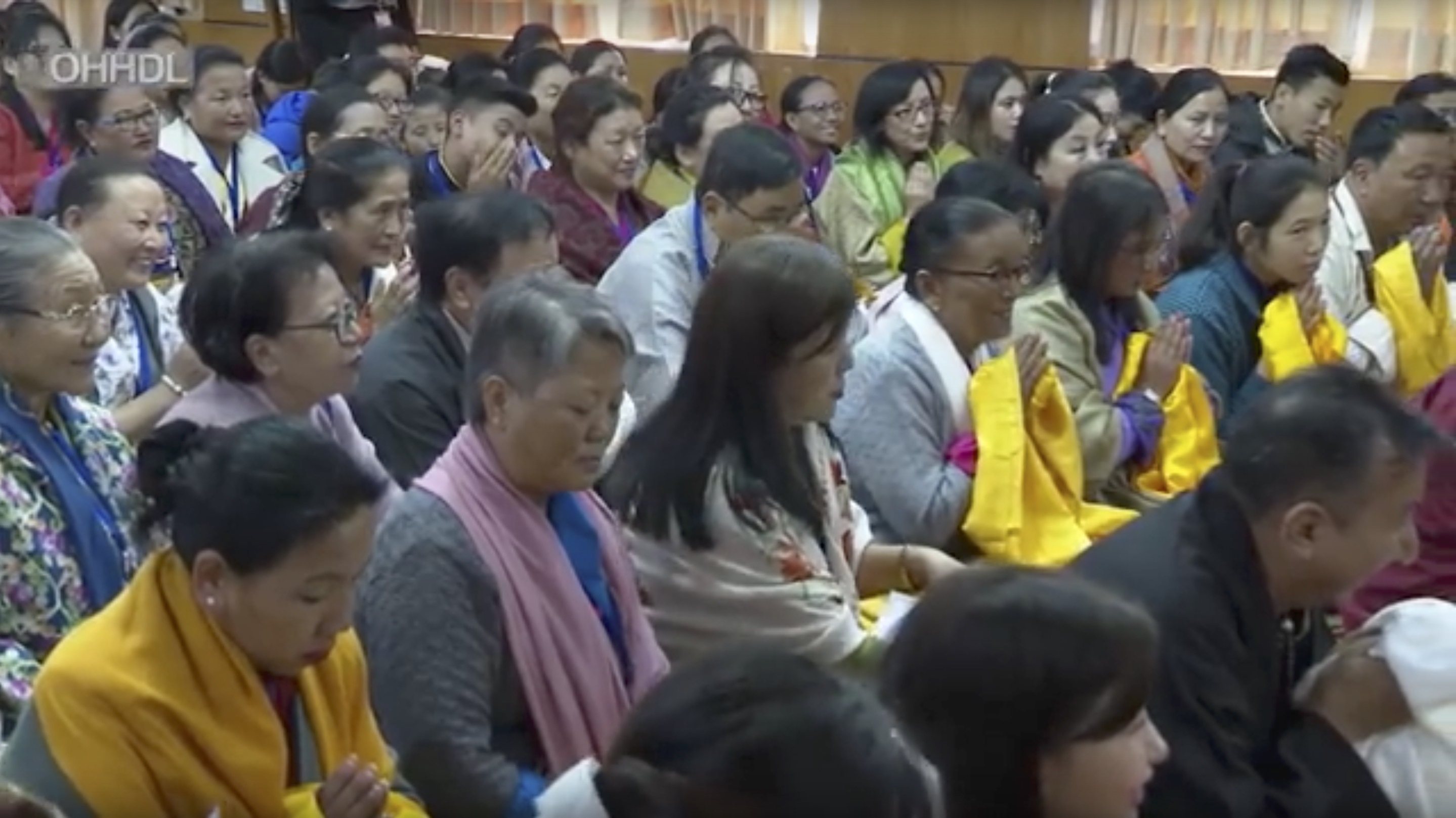 His Holiness the Dalai Lama with teachers and students of Berotsana Tibet Cultural Preservation Center from Gangtok. October 29,2019. OHHDL Photo