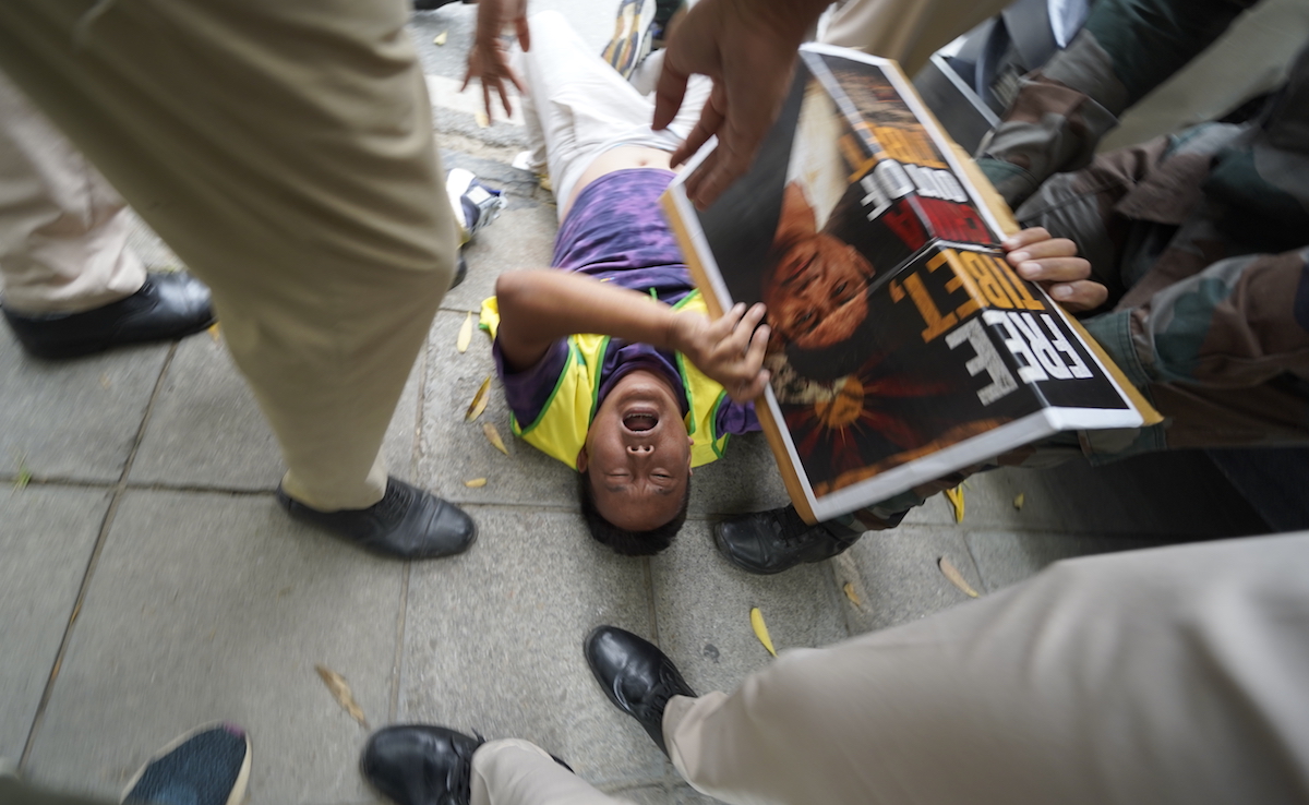Tibetan activists protests outside Chinese Embassy, condemns China’s Ethnic Unity Law, honours Pawo Lobga Rangzen