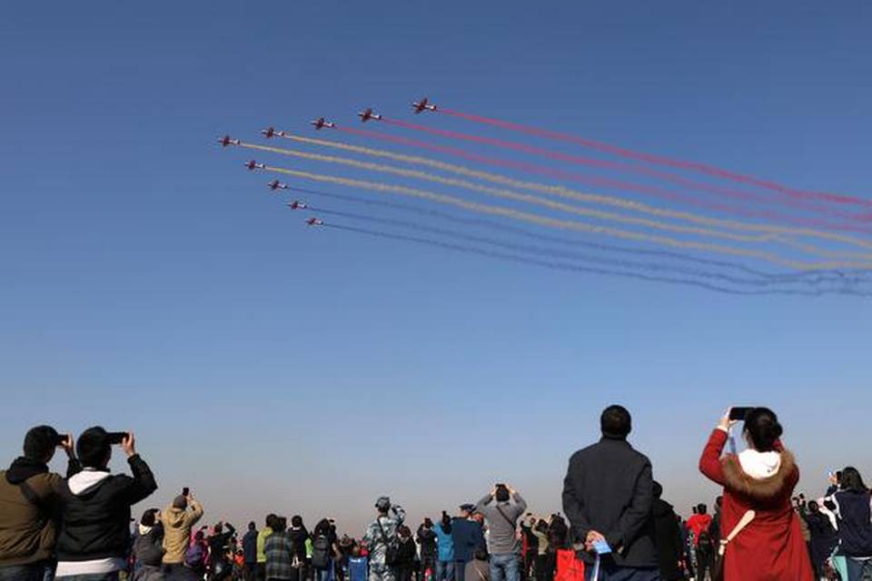 Chinese People's Liberation Army (PLA) Air Force performing to mark the 70th anniversary in China (REUTERS)