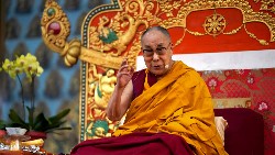 His Holiness addressing the gathering at Gaden Jangtse monastery in Mungod (dalailama.com)