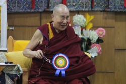 His Holiness has a light moment (Phayul Photo- Kunsang Gashon)