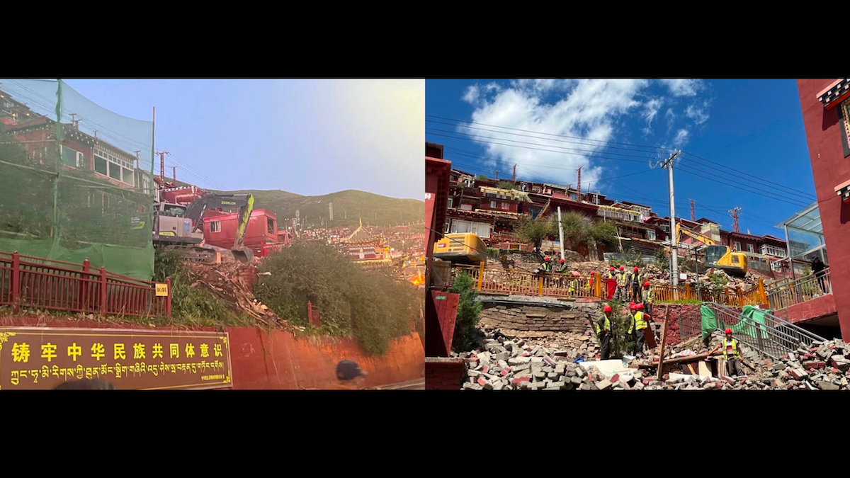 New visuals show intensified demolition at Larung Gar, monk detained after protest
