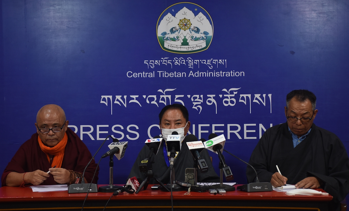 Speaker Pema Jungney (C), Deputy Speaker Acharya Yeshi Phuntsok (L), Parliamentary Secretary Tsewang Ngodhup (R) address press conference (Phayul Photo-Kunsang Gashon)